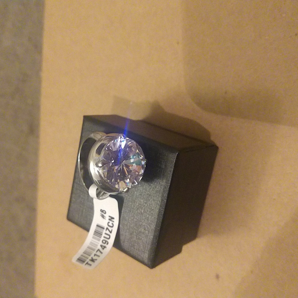 WOMENS SIZE 8 STAINLESS STEEL 16.06 Ct AAA+DIAMOND💎ENGAGEMENT RING w/TAGS & BOX